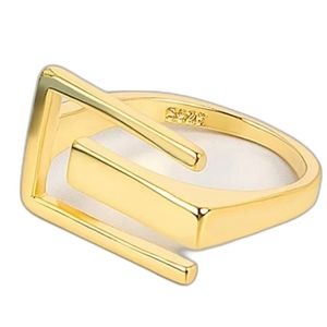 Adjustable Sterling silver yellow golden tone Minimalist Geometric ring